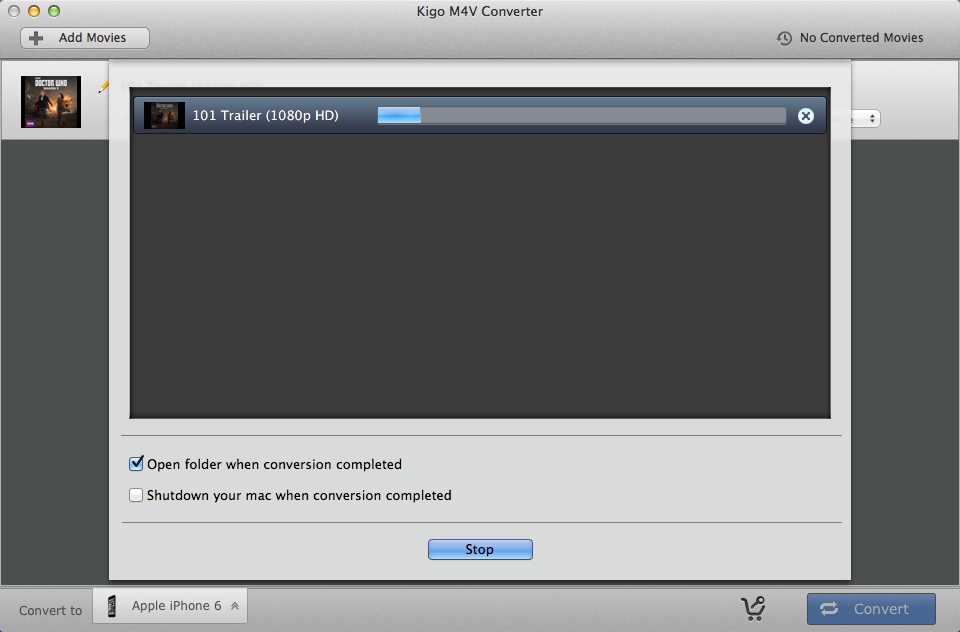 Kigo M4V Converter for Mac OS X 4.1 : Converting Input File
