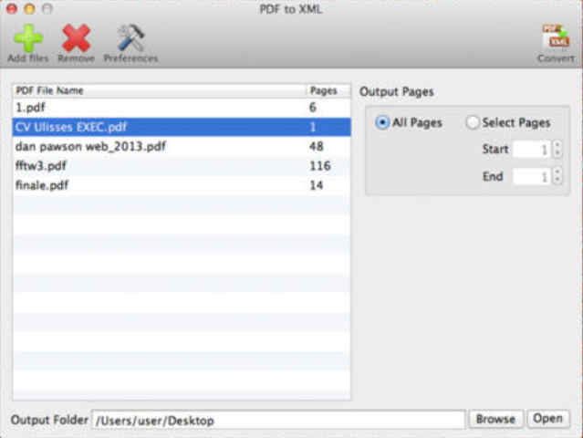 PDF to XML 1.2 : Main Window
