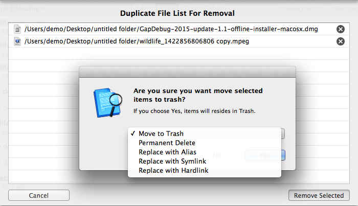 Duplicate Finder 1.1 : Delete Options