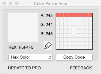 Color Picker Free 1.1 : Main window
