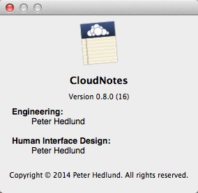 CloudNotes 0.8 : About Window