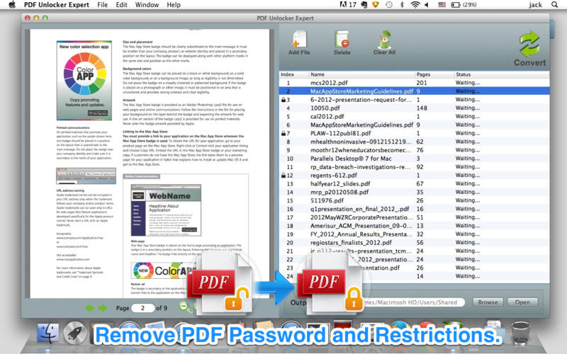 PDF Unlocker Expert 2.0 : Main Window