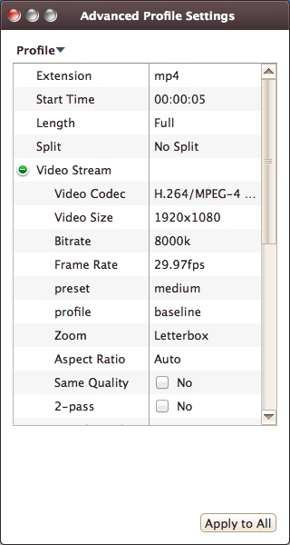 4Media Video Converter Standard 7.8 : Configuring Advanced Output Settings