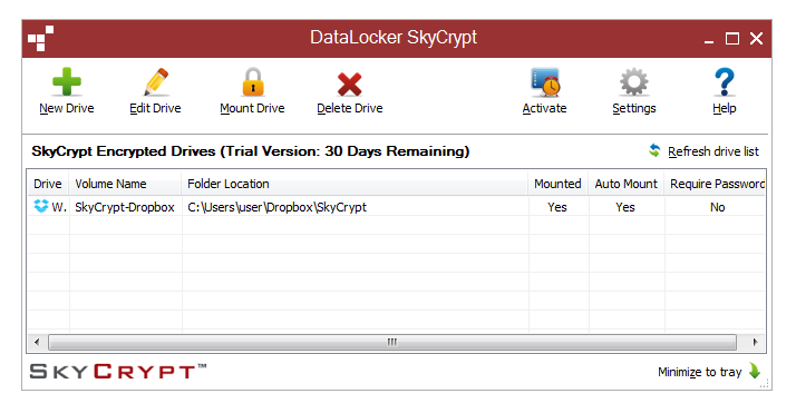 DataLocker SkyCrypt 1.0 : Main Window