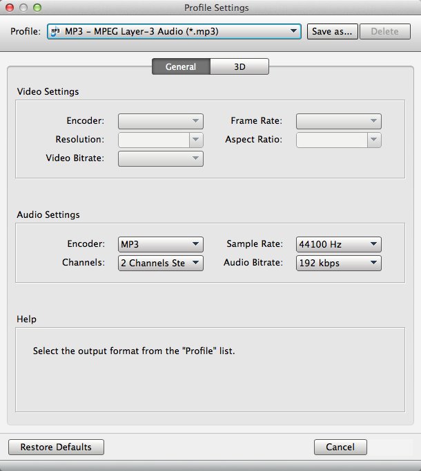 FLAC MP3 Converter 6.0 : Profile Settings