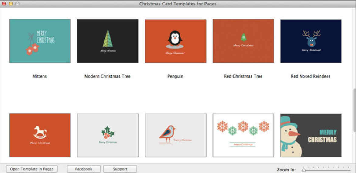 Christmas Card Templates for Pages 1.0 : Main Window
