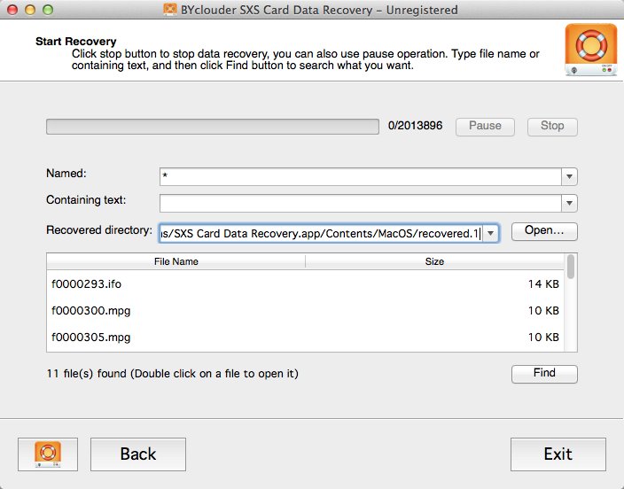 SXS Card Data Recovery 6.8 : Recovery Window