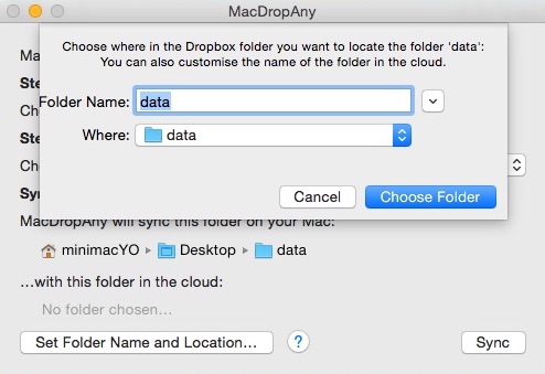 MacDropAny 3.0 : Selecting Dropbox Folder