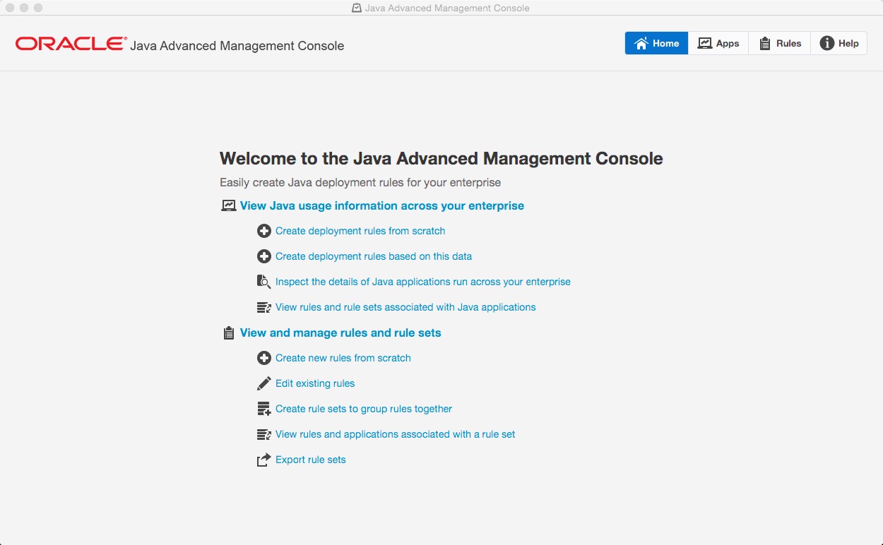 Java Advanced Management Console 1.0 : Main window