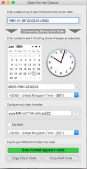 Date Format Creator 1.0 : Main Window
