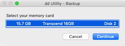 dd Utility 1.1 : Select Memory Card