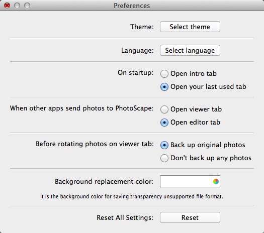 PhotoScape X 2.2 : Program Preferences