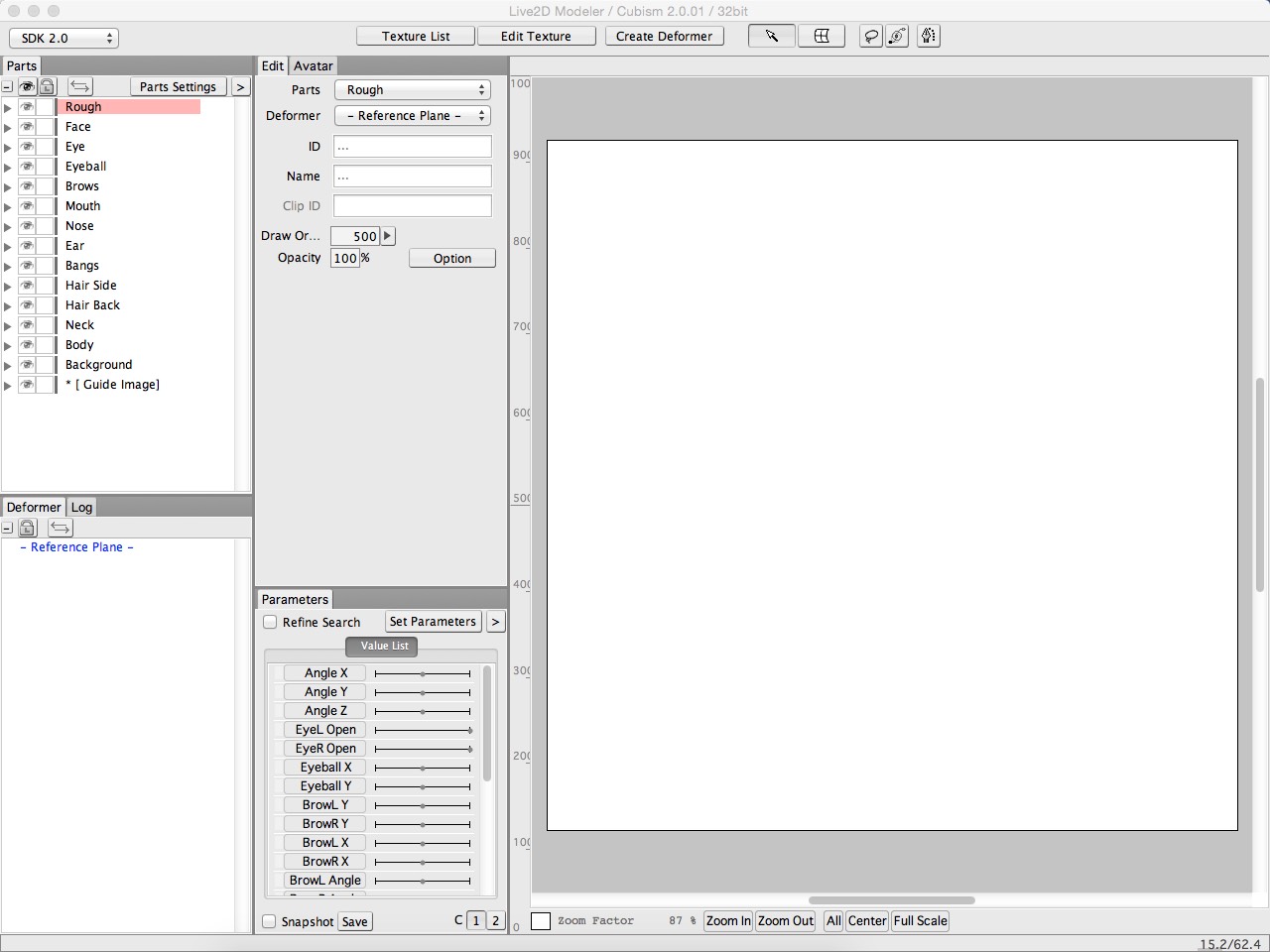 Live2D Cubism Modeler 2.0 : Main window