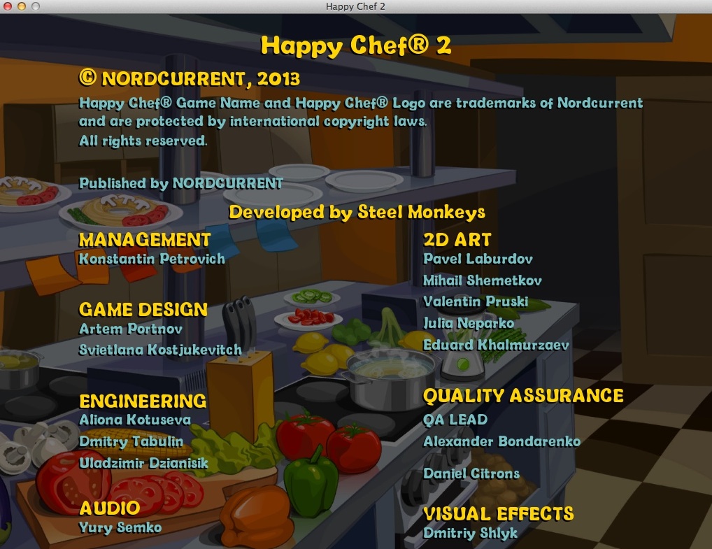 Happy Chef 2 : Credits Window