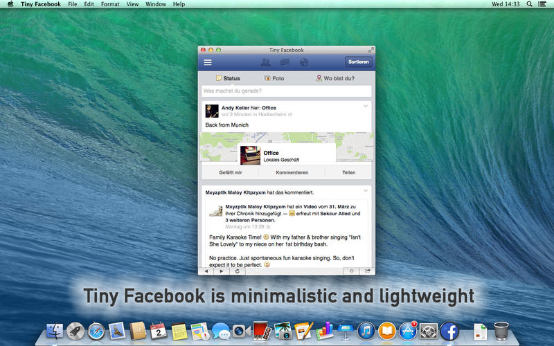 TinyBrowser for Facebook 2.0 : Main Window