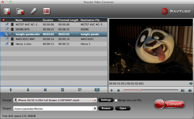 Pavtube Video Converter for Mac 4.8 : Main Window