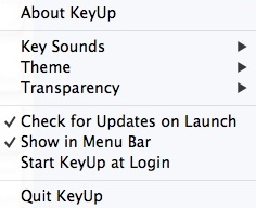 KeyUp 1.0 beta : Main Menu