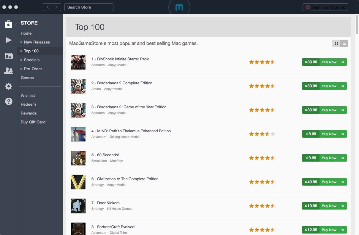 MacGameStore 3.3 : Checking Top 100