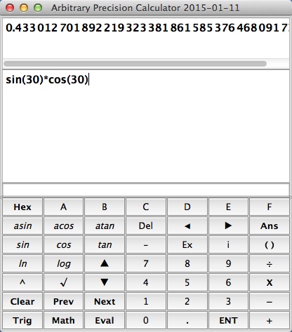 Arbitrary Precision Calculator 1.0 : Main Window