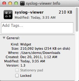 syslog-viewer 1.3 : Version Window