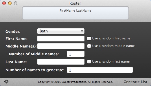 Roster 1.2 : Main Window