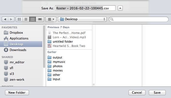Roster 1.2 : Selecting Destination Folder