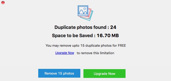 Duplicate Photos Fixer 1.2 : Limitations Window