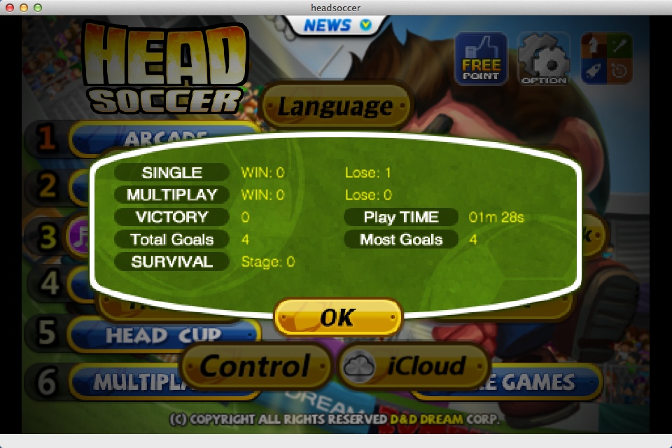 Head Soccer 3.3 : Stats Window