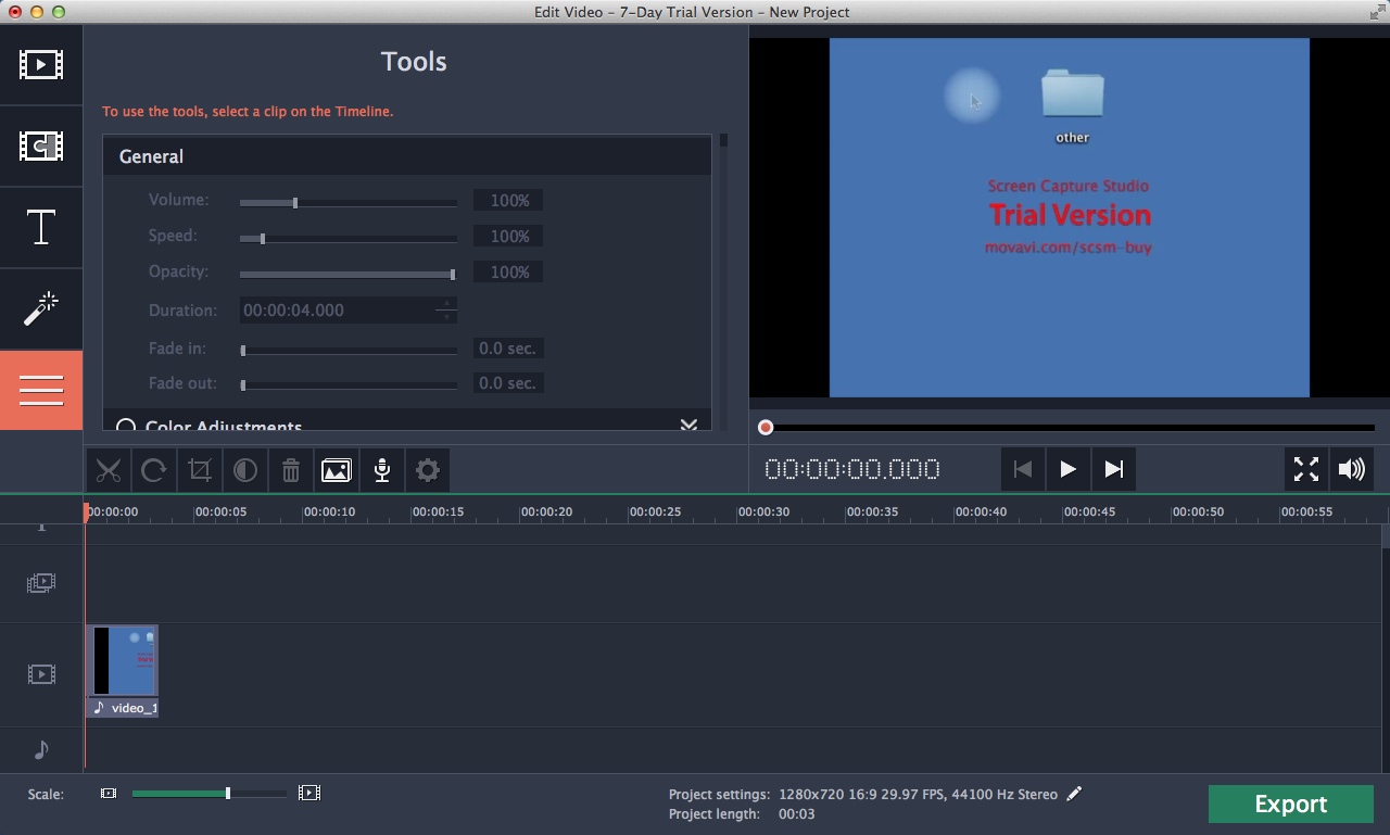 Movavi Screen Capture Studio for Mac 3.1 : Editing Video Recording