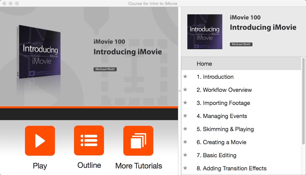 Course for Intro to iMovie 2.0 : Chapter View