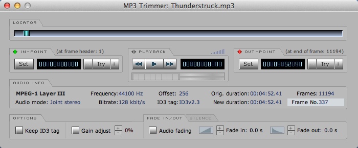 MP3 Trimmer 3.0 : Main Window