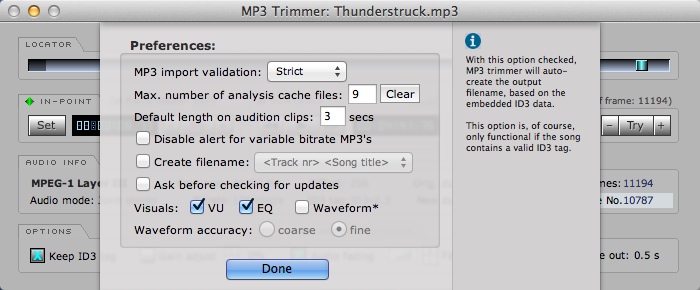 MP3 Trimmer 3.0 : Program Preferences