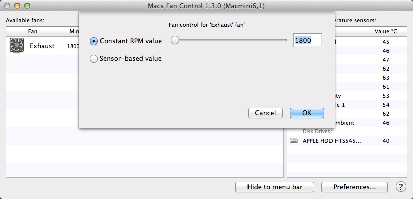 Macs Fan Control 1.3 : Change Fan Speed