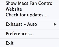 Macs Fan Control 1.3 : Main Menu