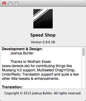 Speed Shop 0.9 : About Window