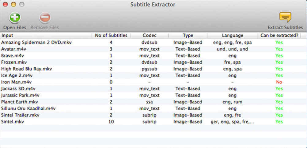 Subtitle Extractor 4.0 : Main Window
