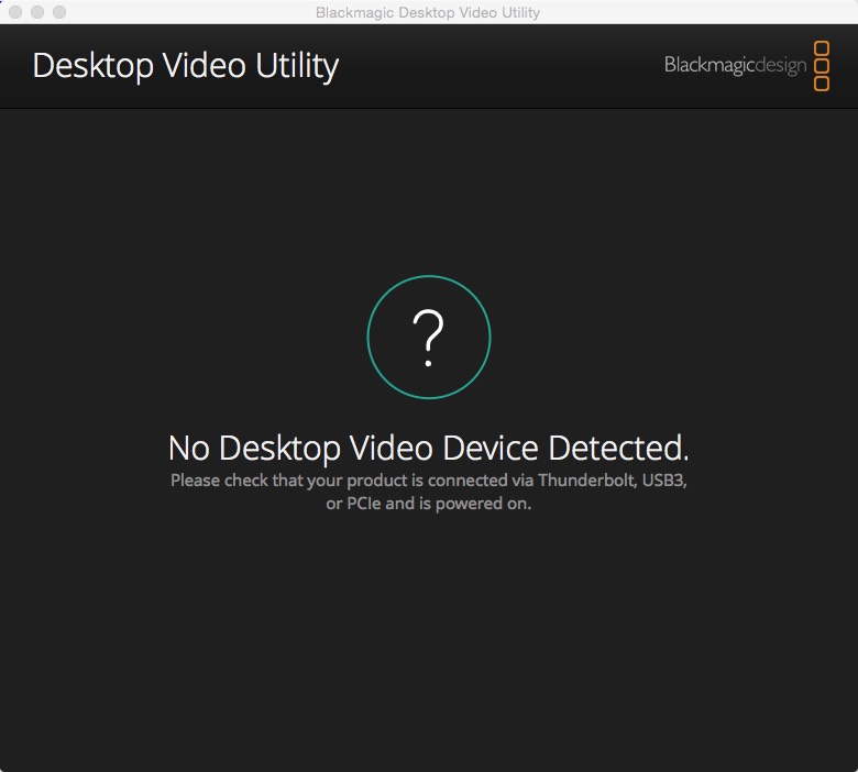 Blackmagic Desktop Video Utility 10.4 : Main window