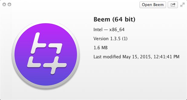 Beem 1.3 : Version Window