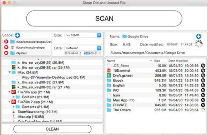 Clean Old and Unused File 2.5 : Main Window
