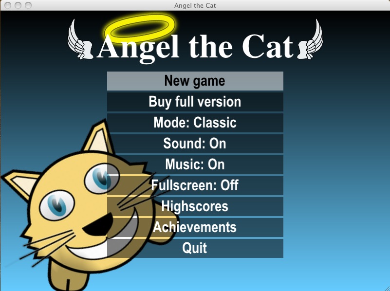 Angel The Cat 1.0 : Main menu
