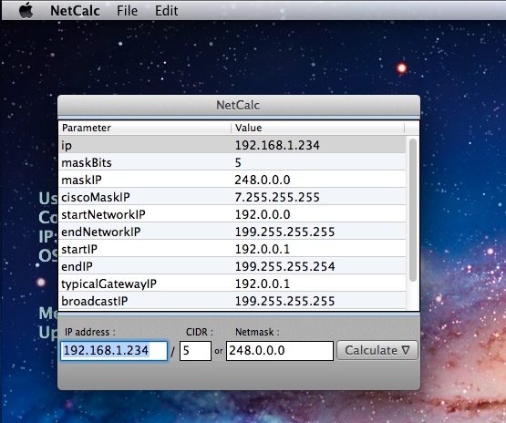 NetCalc 1.1 : Main window