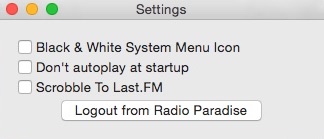 Radio Paradise : Preferences Window