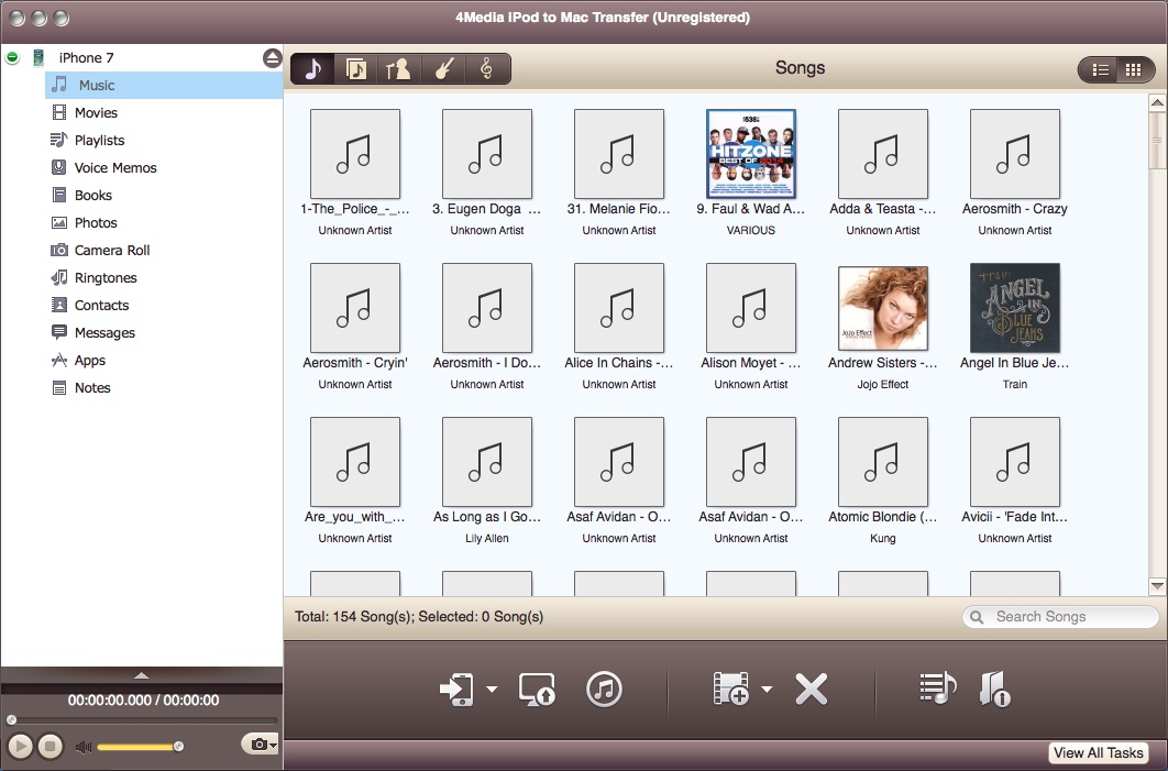 4Media iPod to Mac Transfer 5.7 : Checking iOS Music Files