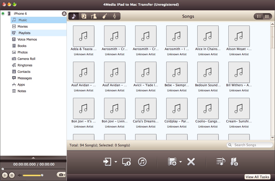 4Media iPad to Mac Transfer 5.7 : Checking Music Files On iOS Device