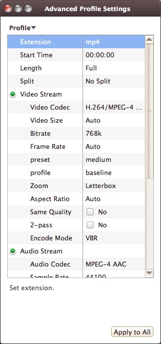 4Media FLV to MP4 Converter 7.8 : Configuring Advanced Output Settings