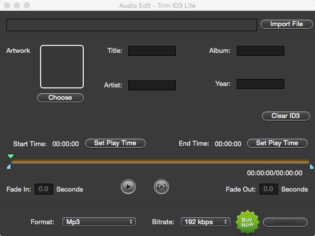 Audio Edit - Trim ID3 Lite 2.0 : Main window