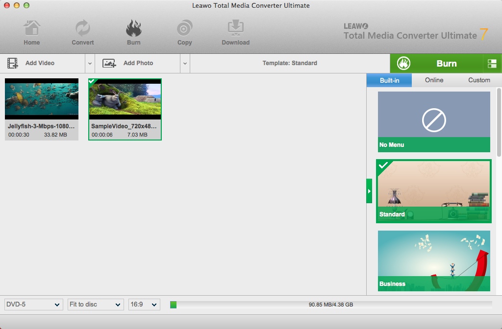 Leawo Total Media Converter Ultimate 7.3 : DVD Creator Window