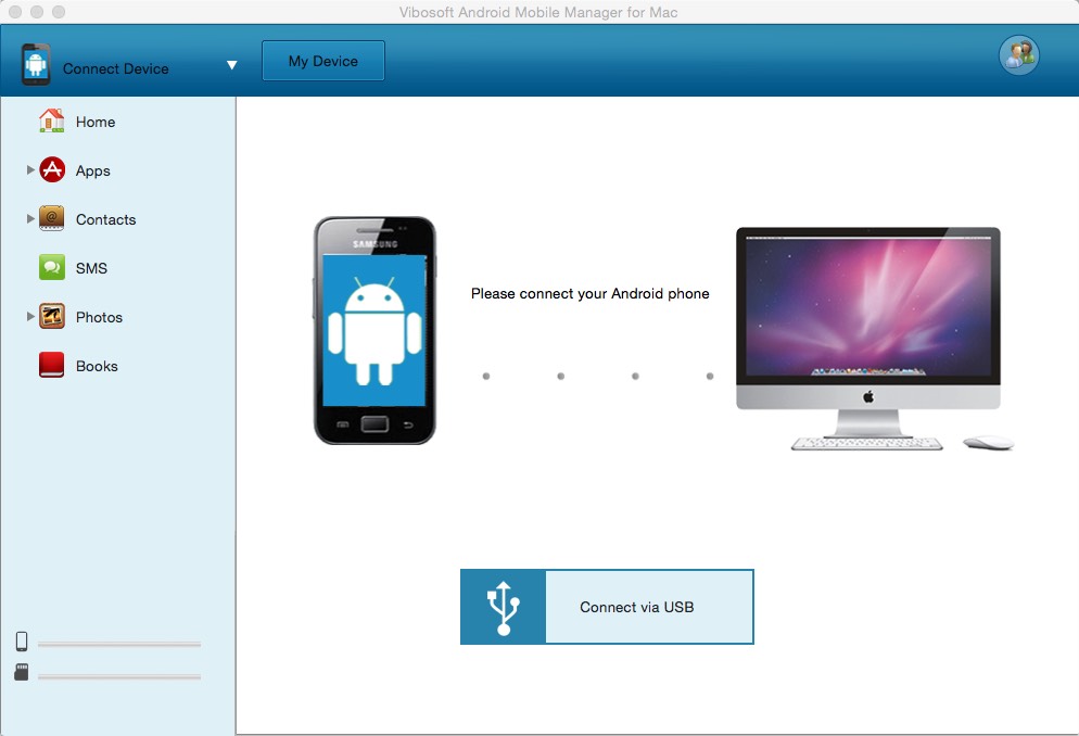 Vibosoft Android Mobile Manager for Mac 1.1 : Main window