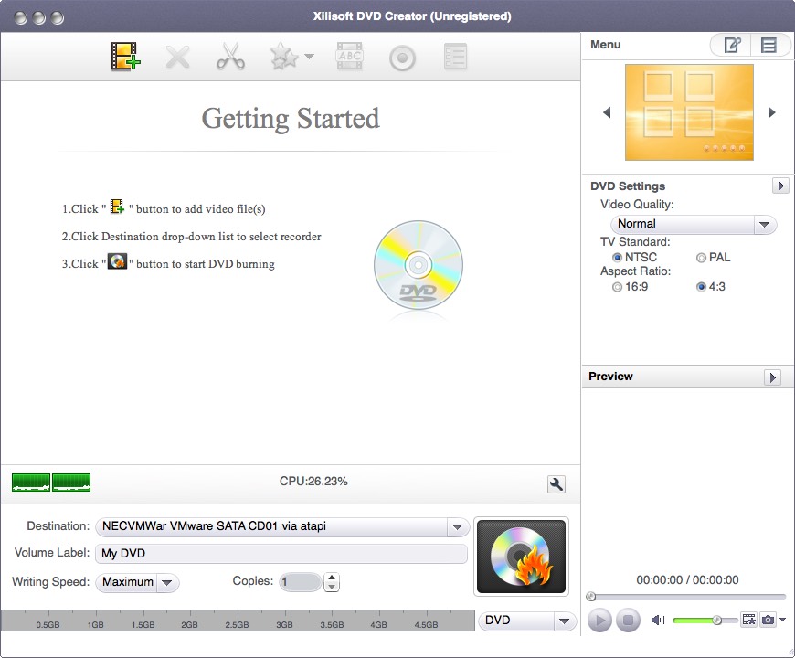Xilisoft DVD Creator 7.1 : Main Window