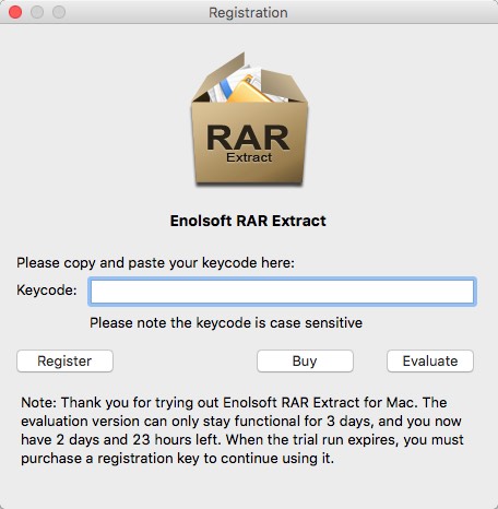 Enolsoft RAR Extract 2.5 : Trial Limits